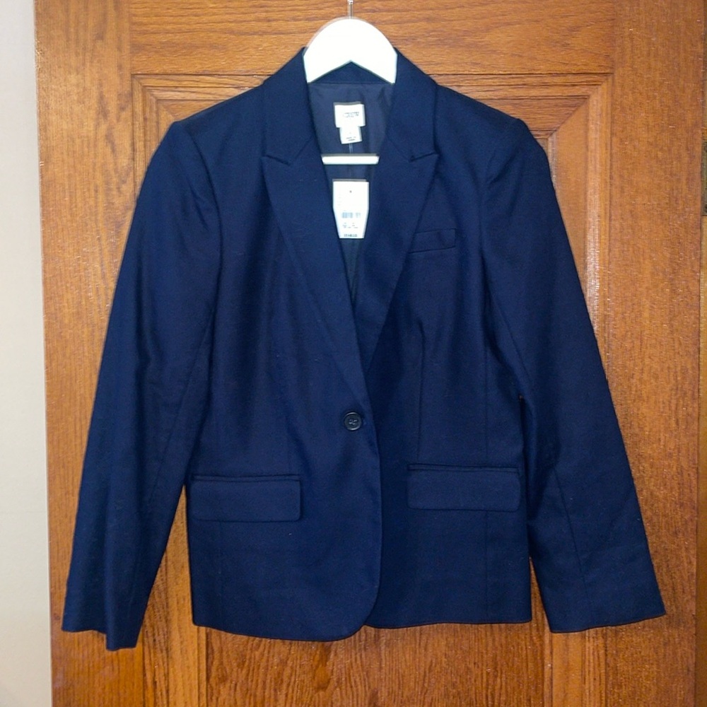 JCrew Factory NWT navy, cotton work blazer; Sz 6; L1296